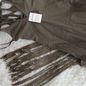 Guess olive green fringed dress brand new with tags size small